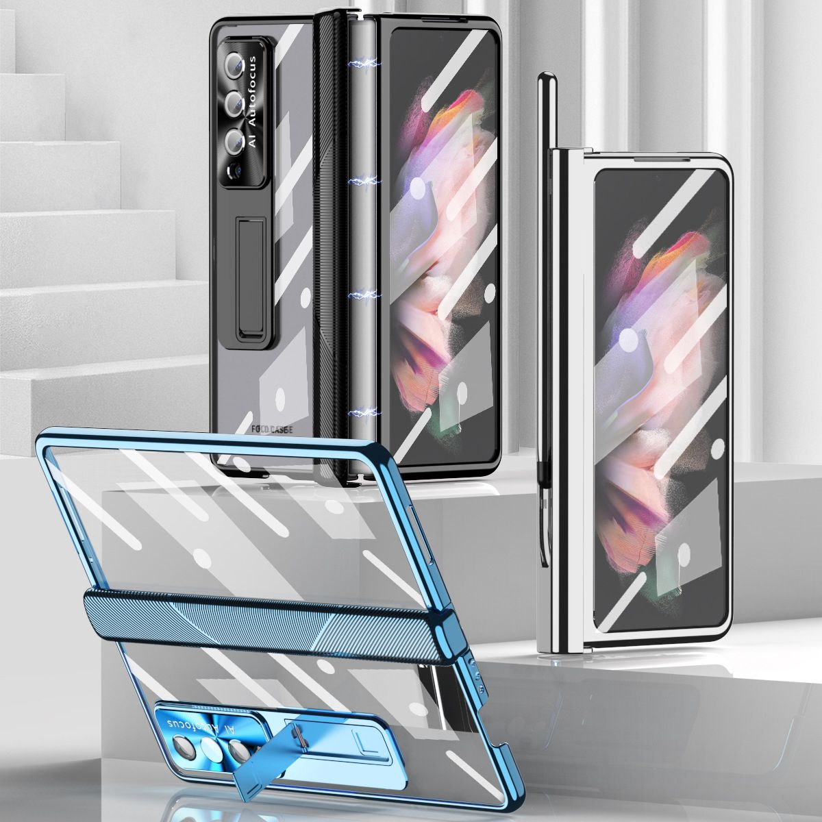 Applicable aux coques de téléphone portable pliables à charnière plate Samsung Zfold3 / Zfold4 avec film de galvanoplastie