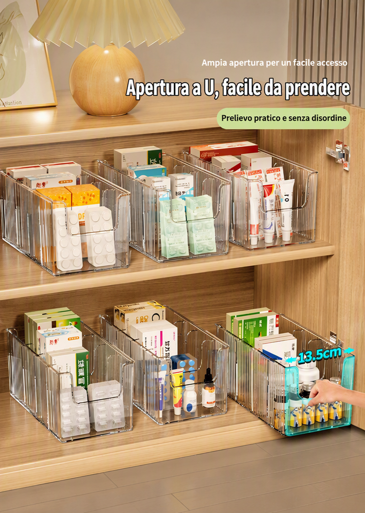 💊 Organiseur de Médicaments Extensible | Transparent, Tout en un Coup d'Œil 👀 | Télescopique de 24,5 à 43 cm 📏 | Compartiments Séparés Ordonnés ✨ | Parfait pour Armoires, Tiroirs et Trousse de Premiers Secours 🗄️