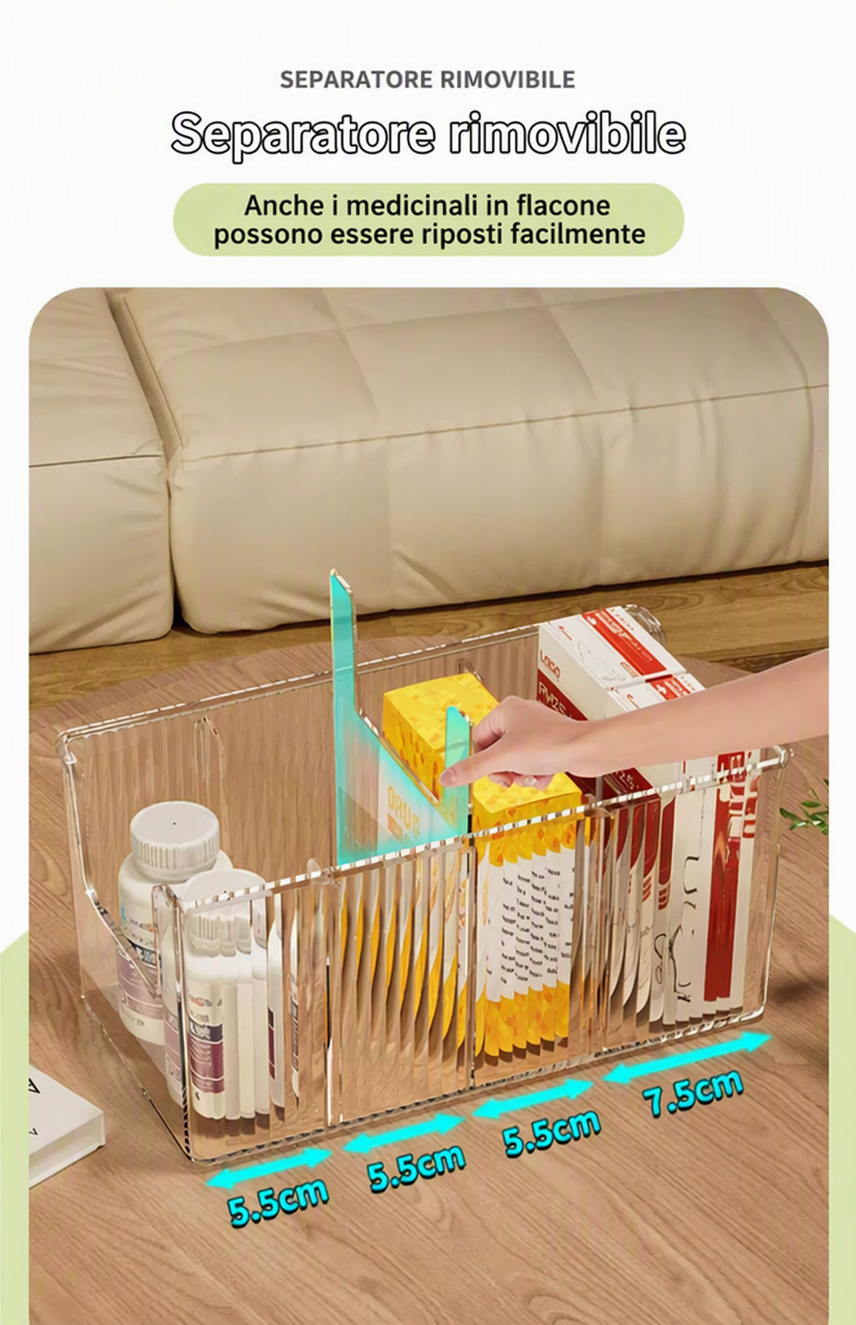 💊 Organiseur de Médicaments Extensible | Transparent, Tout en un Coup d'Œil 👀 | Télescopique de 24,5 à 43 cm 📏 | Compartiments Séparés Ordonnés ✨ | Parfait pour Armoires, Tiroirs et Trousse de Premiers Secours 🗄️