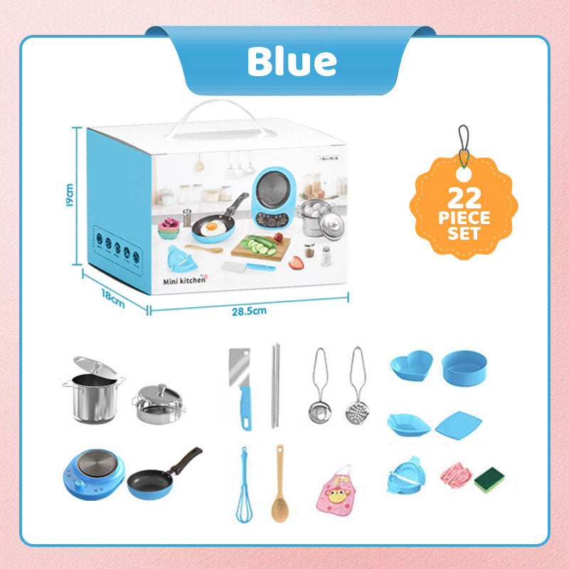 🍳 Mini Cuisine Jouet pour Enfants ✨👨‍🍳 - Ensemble 22 Pièces | Fonctionnelle & Réaliste | Rose & Bleu | Petits Chefs | Idée Cadeau Parfaite | 50% DE RÉDUCTION