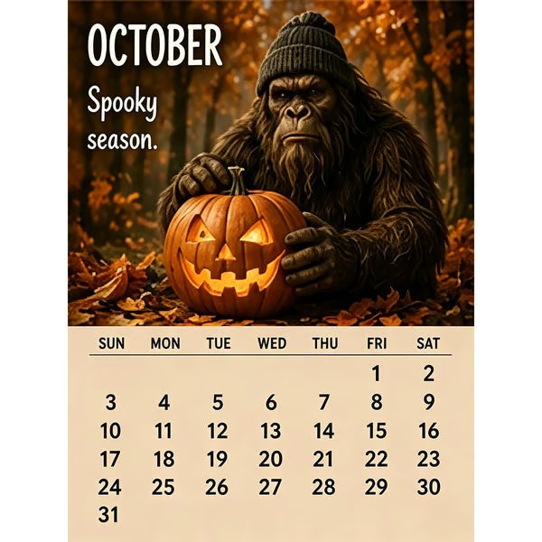 🦶 Calendrier 2027 La Vie Quotidienne de Bigfoot 🌲😄 - 12 Illustrations Exclusives | Format A4 | Papier Premium | Reliure Spirale | Cadeau Parfait | 50% DE RÉDUCTION