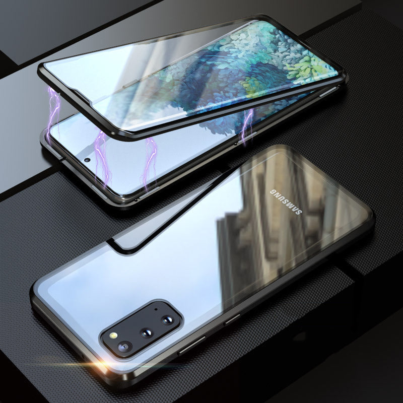 Coque magnétique double face en verre trempé pour téléphone Samsung