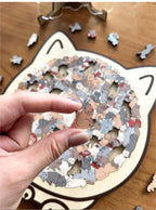 🎁Soldes de Noël 50 % DE RÉDUCTION🎅Puzzle en bois en forme de chat aux couleurs Morandi de 135 pièces