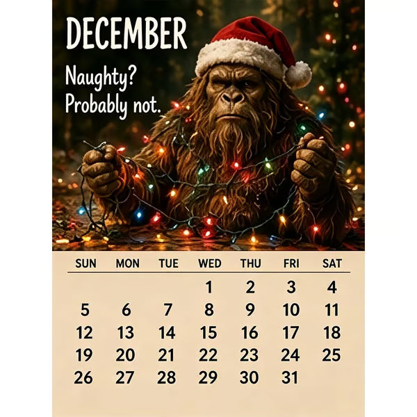 🦶 Calendrier 2027 La Vie Quotidienne de Bigfoot 🌲😄 - 12 Illustrations Exclusives | Format A4 | Papier Premium | Reliure Spirale | Cadeau Parfait | 50% DE RÉDUCTION