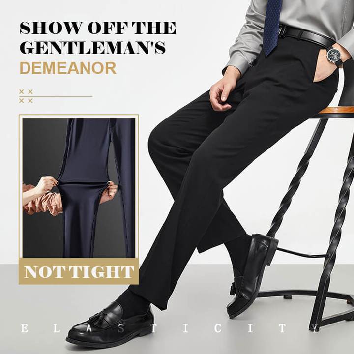 (Achetez-en deux, obtenez la livraison gratuite) Pantalon de costume classique extensible pour homme
