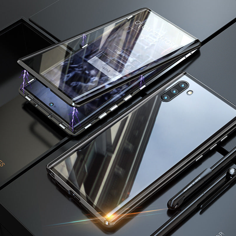 Étui magnétique en verre trempé double face pour téléphone Samsung