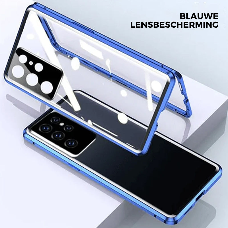 Étui magnétique en verre trempé double face pour téléphone Samsung