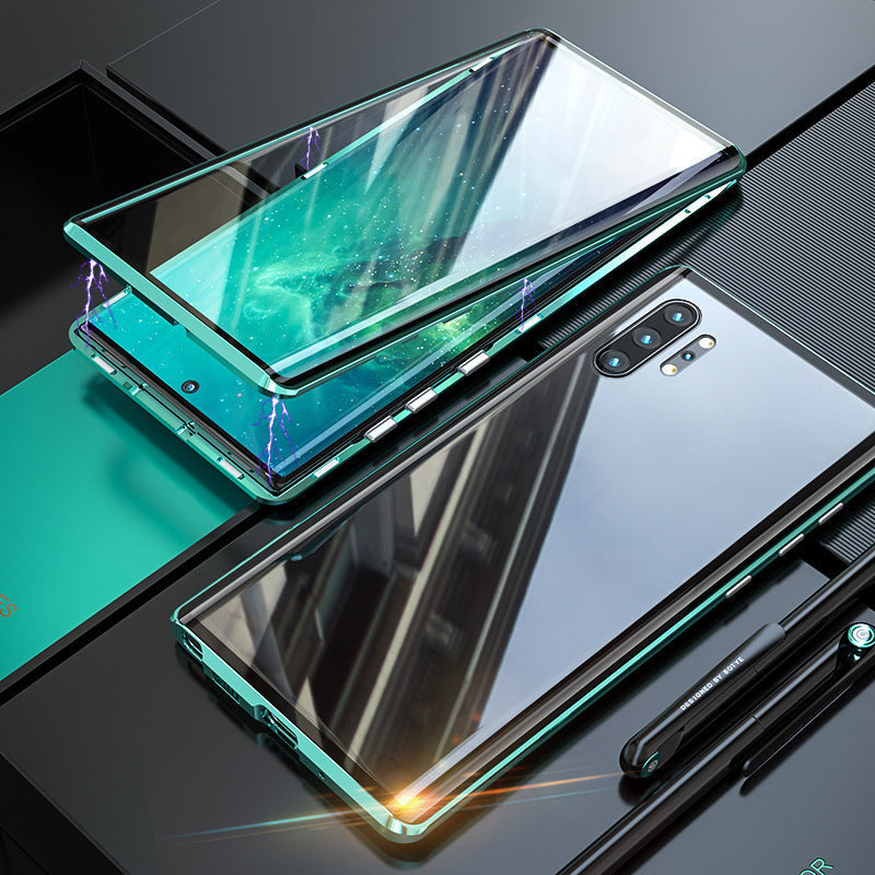 Étui magnétique en verre trempé double face pour téléphone Samsung