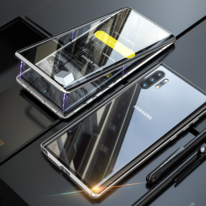 Étui magnétique en verre trempé double face pour téléphone Samsung