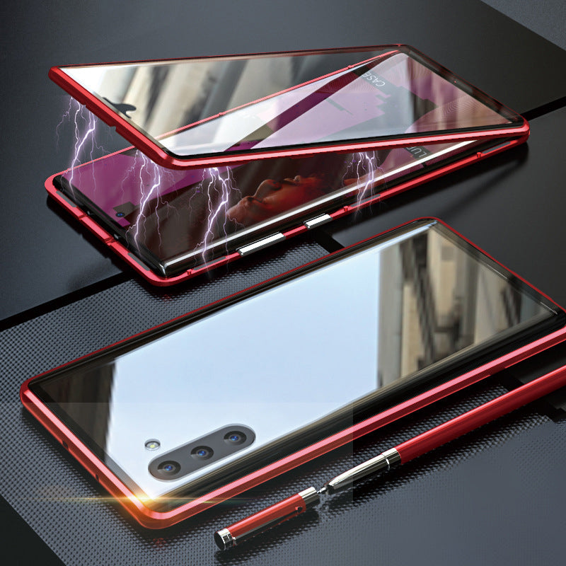 Étui magnétique en verre trempé double face pour téléphone Samsung