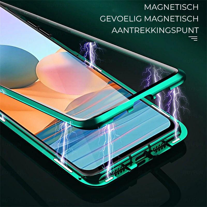 Étui magnétique en verre trempé double face pour téléphone Samsung
