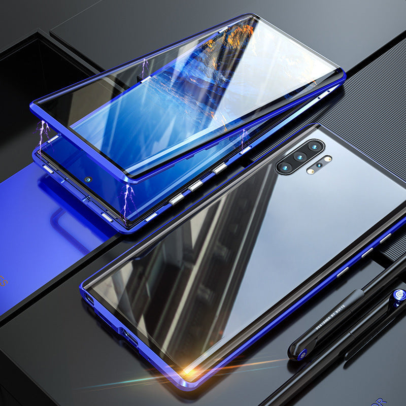 Étui magnétique en verre trempé double face pour téléphone Samsung