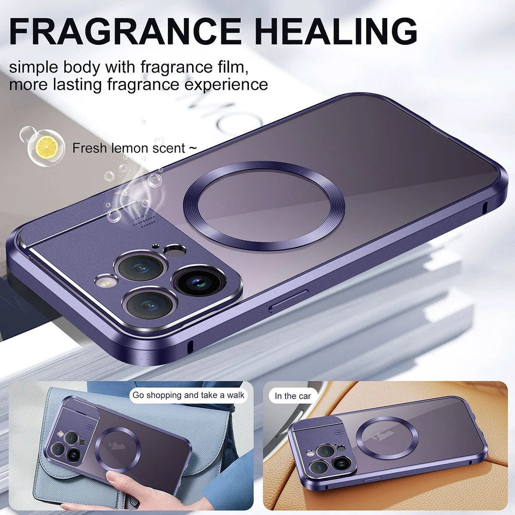 Coque de Téléphone Magnétique Pliable avec Support et Aromathérapie pour iPhone Séries 14/13