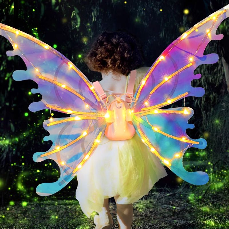 🎀🎀Ailes de fée électriques rechargeables avec lumières LED et musique