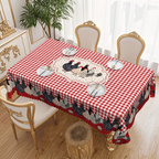🐓🍽️ Nappe de Table en Polyester à Carreaux Rouges Motif Coq – Bord Festonné, Anti-Taches, 2 Styles, 4 Tailles : Ronde 152cm ou Rectangulaire jusqu'à 152x305cm 🏡✨