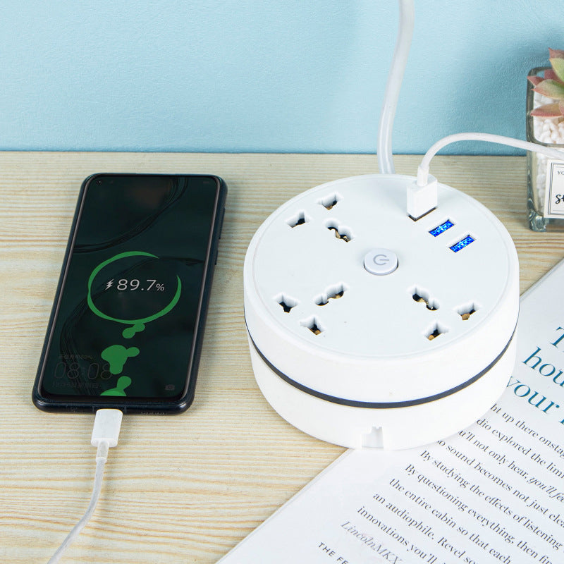🔌 Universal Power Strip with Cable Organizer, 3 AC Outlets & 3 USB Ports – 2500W/10A, 110-250V, Overload & Short-Circuit Protection, 2m or 2.8m Cable – Home, Travel & Office ✨📱
