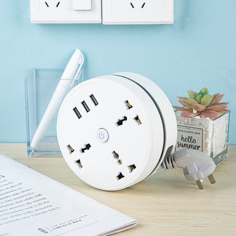 🔌 Universal Power Strip with Cable Organizer, 3 AC Outlets & 3 USB Ports – 2500W/10A, 110-250V, Overload & Short-Circuit Protection, 2m or 2.8m Cable – Home, Travel & Office ✨📱