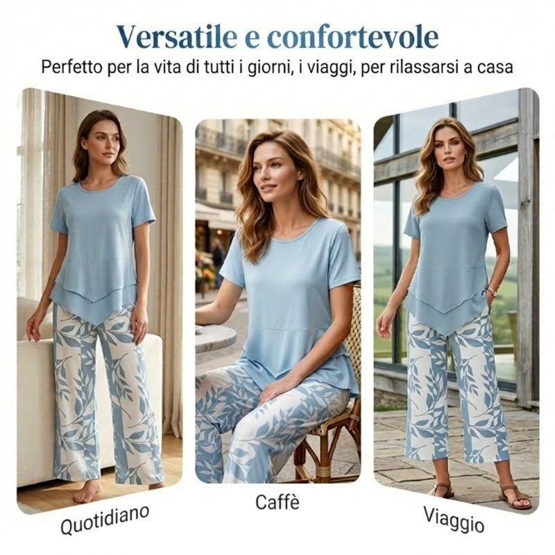 🥳 SOLDES D'ÉTÉ EXCEPTIONNELLES 🥳💞 PLUS DE 50 000 VENDUS ! 💥 50 % DE RÉDUCTION ! 🔥 Ensemble décontracté composé d'une tunique à col rond et d'un pantalon large.