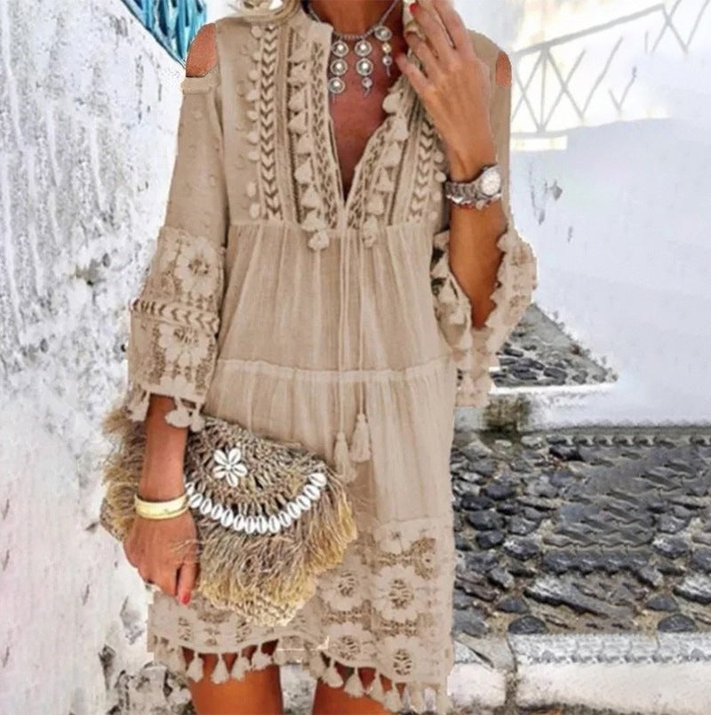 ⏳ Offre limitée : 50 % de réduction ⏰ 👗 Robe femme en coton et lin, ample et brodée 🌸