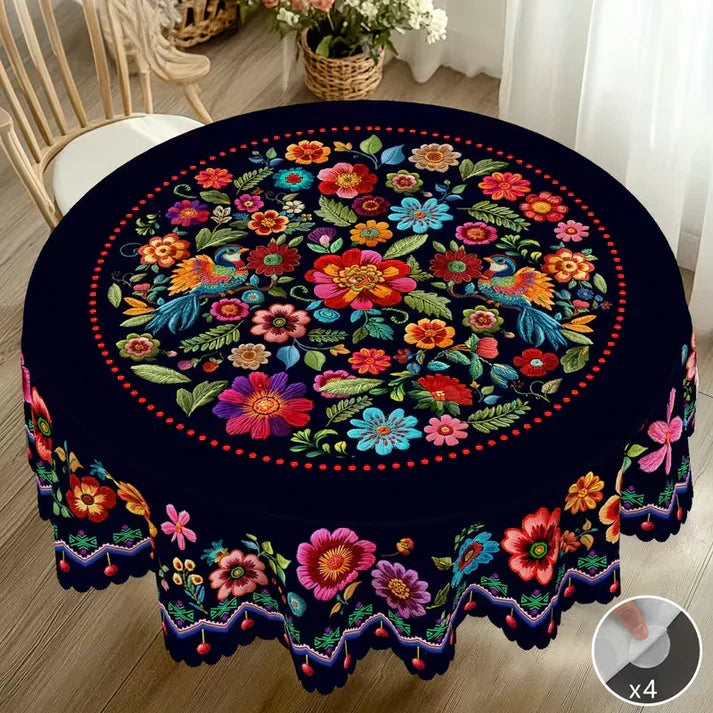 🔥Offre Spéciale🔥 Nappe florale mexicaine avec bord festonné (50 % de réduction)