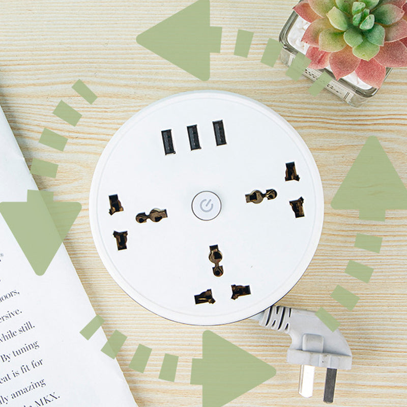 🔌 Universal Power Strip with Cable Organizer, 3 AC Outlets & 3 USB Ports – 2500W/10A, 110-250V, Overload & Short-Circuit Protection, 2m or 2.8m Cable – Home, Travel & Office ✨📱