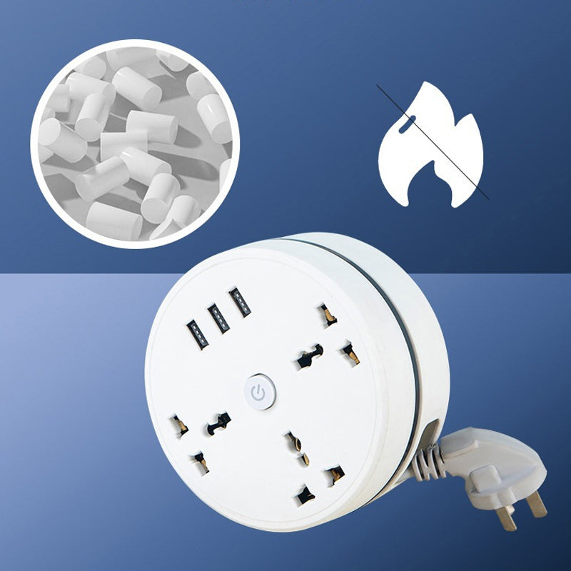 🔌 Universal Power Strip with Cable Organizer, 3 AC Outlets & 3 USB Ports – 2500W/10A, 110-250V, Overload & Short-Circuit Protection, 2m or 2.8m Cable – Home, Travel & Office ✨📱