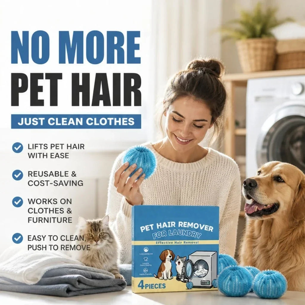 🐾 Boules Anti-Poils pour Lave-linge et Sèche-linge – Réutilisables | Capturent Poils, Fourrure et Peluches | Douces pour les Tissus | Aident à Réduire les Enchevêtrements | Lot de 4