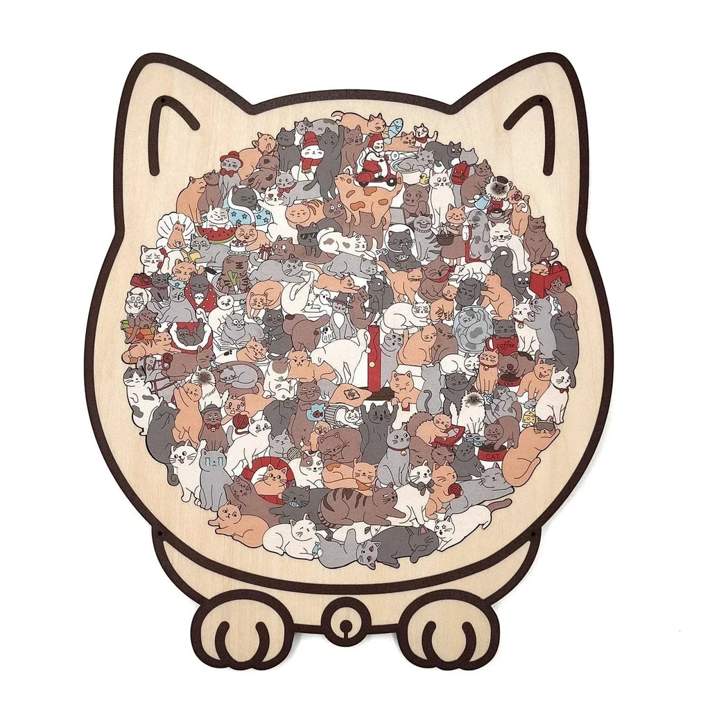 🎁Soldes de Noël 50 % DE RÉDUCTION🎅Puzzle en bois en forme de chat aux couleurs Morandi de 135 pièces