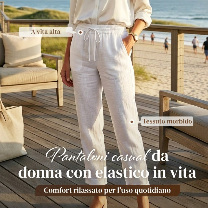 📢📢50% DE RÉDUCTION !!!⏰Pantalon ample en coton et lin pour femme avec taille élastique