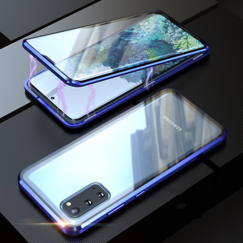 Coque magnétique double face en verre trempé pour téléphone Samsung