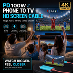 🎮📱➡️🖥️ Câble USB-C vers HDMI 2M avec PD 100W — Projette Switch, Tablette & Téléphone sur la TV | Joue & Recharge en Même Temps