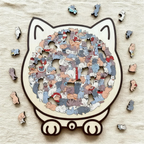 🎁Soldes de Noël 50 % DE RÉDUCTION🎅Puzzle en bois en forme de chat aux couleurs Morandi de 135 pièces
