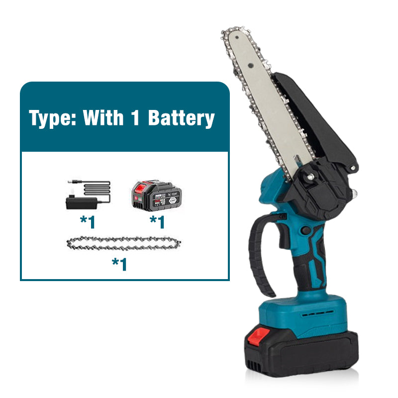 🪚 Mini tronçonneuse sans fil 6 pouces avec moteur sans balai ✨⚡ - 2580W | 3500 tr/min | Lubrification automatique | Barre en acier au tungstène | 1 ou 2 batteries | 50% DE RÉDUCTION