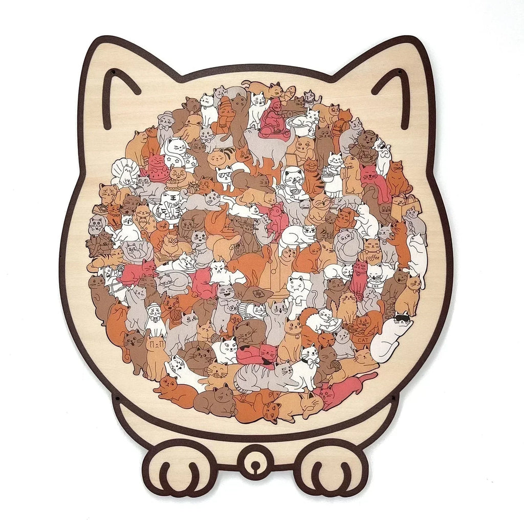 🎁Soldes de Noël 50 % DE RÉDUCTION🎅Puzzle en bois en forme de chat aux couleurs Morandi de 135 pièces