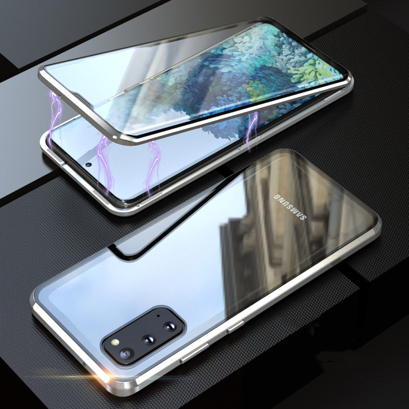 Coque magnétique double face en verre trempé pour téléphone Samsung