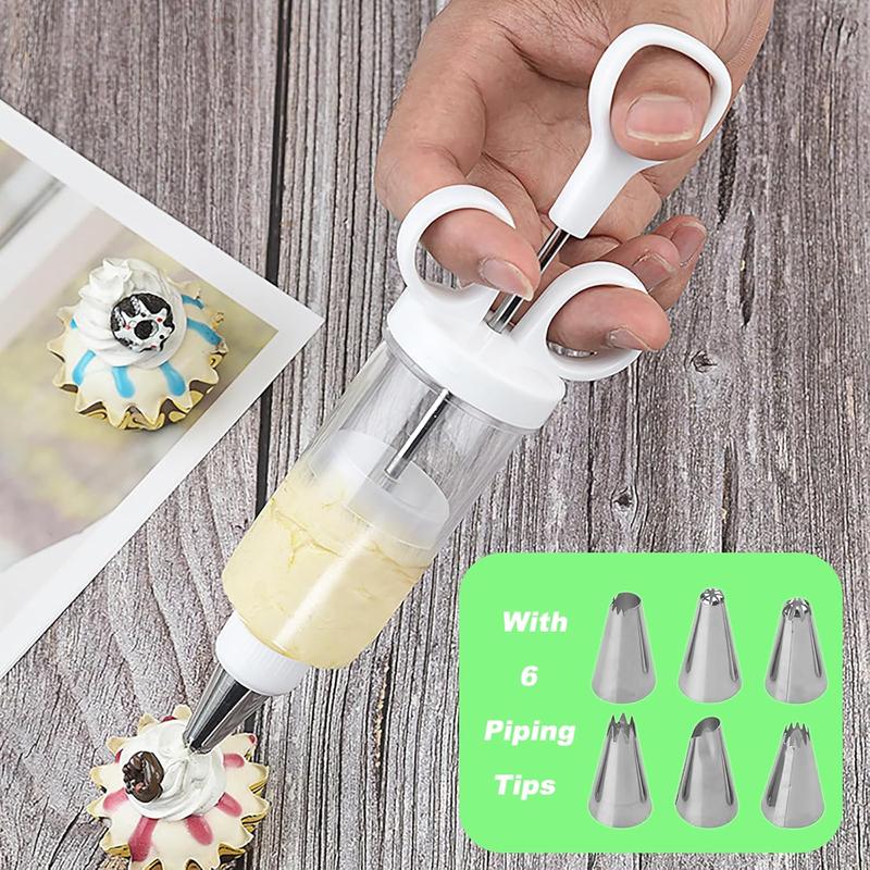 🍰 Pistolet Décorateur pour Gâteaux et Cupcakes – Kit 18 Accessoires | Remplissage & Décoration | Acier Inoxydable + Plastique Sans BPA | Douilles Interchangeables | Pour Desserts Créatifs ✨🌸