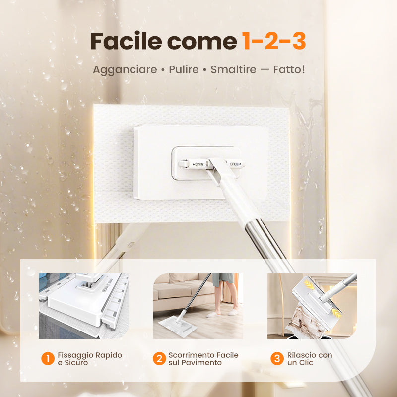 🧹 Balai de dépoussiérage jetable avec 4 chiffons réutilisables 🏠 – Nettoyage rapide et en profondeur, capture la poussière et les poils, idéal pour les sols et les coins 🐾