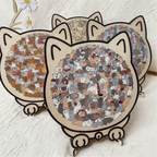 🎁Soldes de Noël 50 % DE RÉDUCTION🎅Puzzle en bois en forme de chat aux couleurs Morandi de 135 pièces