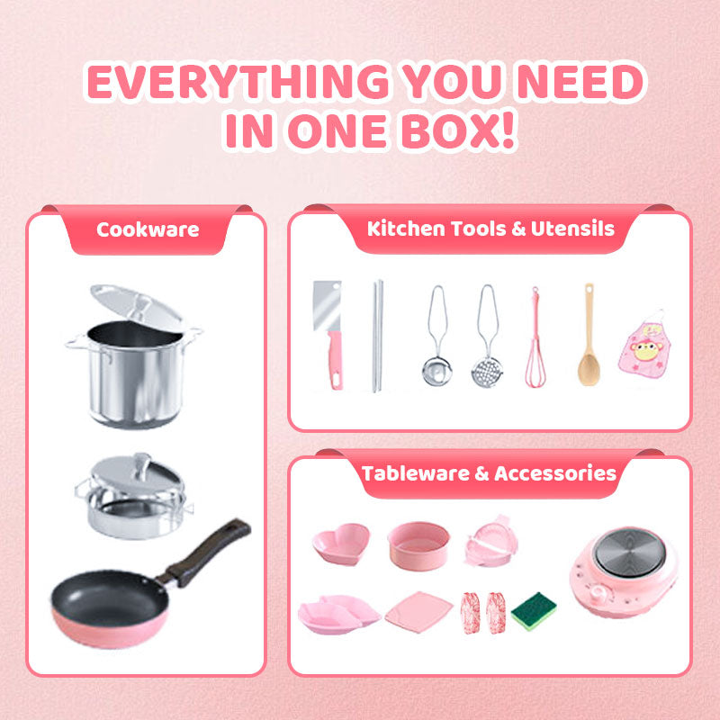 👧🏻 60% DE RÉDUCTION ! 🎉 Mini Cuisine Jouet 22 Pièces – Effets Sonores/Lumineux, Développement Cognitif & Jeu Réaliste 🍳📦