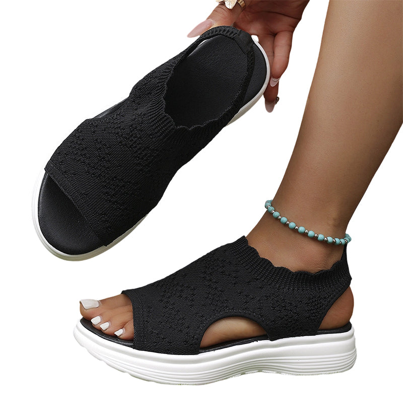 👡 Sandales compensées en tissu respirant pour femme ✨🌪️ - Semelle 4cm | Antidérapantes | Sans lacets | 3 Couleurs | Tailles 36-45 | 60% DE RÉDUCTION