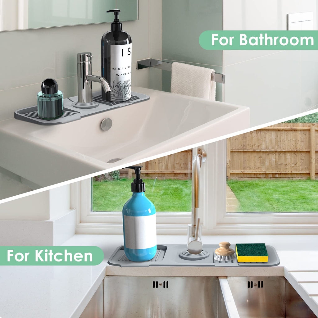 🚰 Tapis de Protection Anti-éclaboussures en Silicone pour Évier – Drainage Automatique | Garde le Plan de Travail Sec | Lavable & Enroulable | Porte-Éponge & Savon | Tailles L/XL ✨