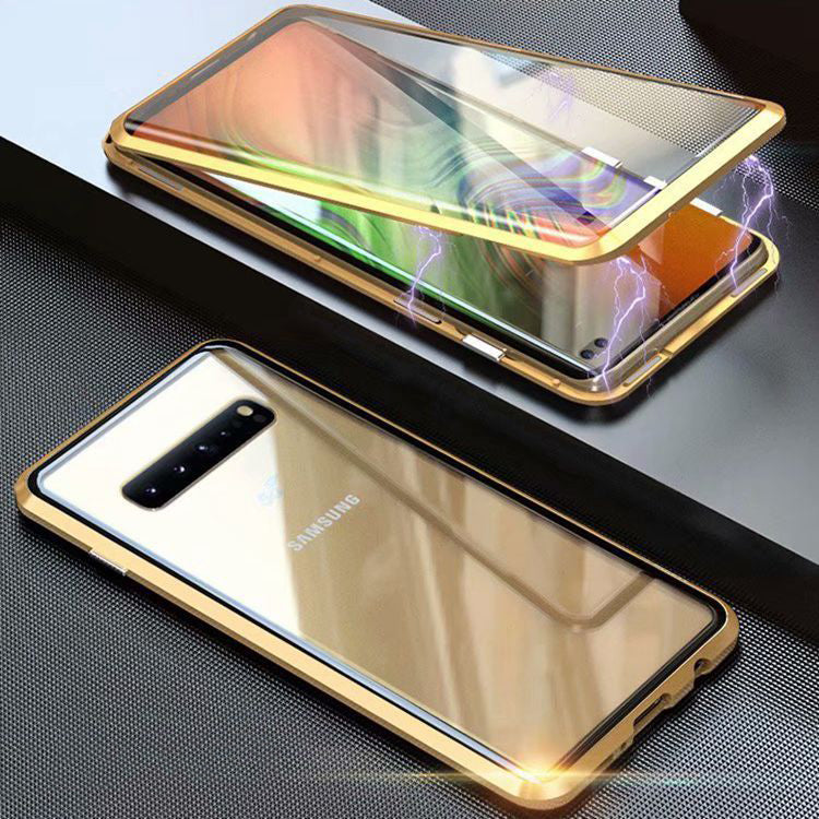 Coque magnétique double face en verre trempé pour téléphone Samsung