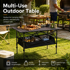 ⛰️🏏 Table de Camping Pliante en Acier au Carbone – Montage Sans Outils, Plateau 95x55cm, 2 Tailles Réglables, Sac Inclus – Pique-nique, Plein air & Jardin 🌳