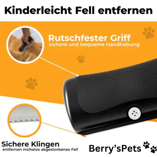 Brosse ergonomique pour le retrait des poils d'animaux avec lame dentelée