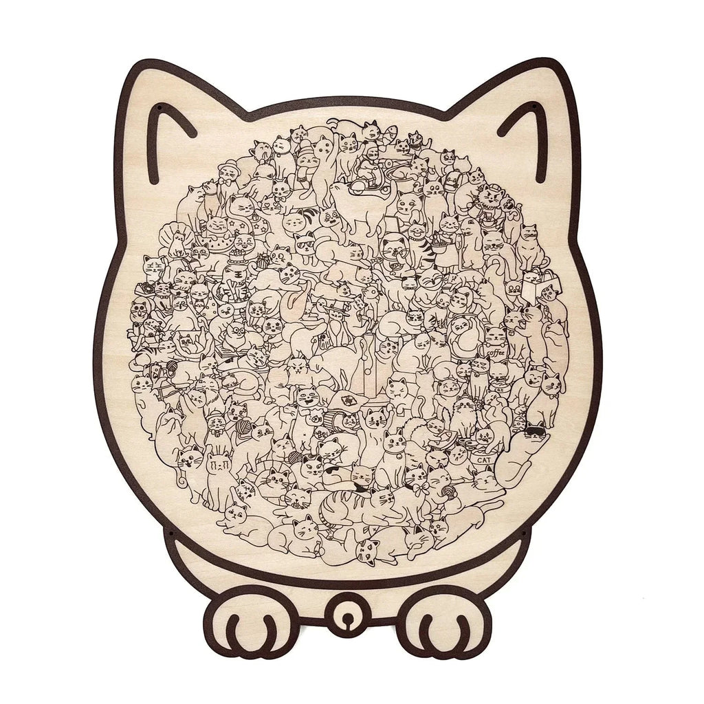 🎁Soldes de Noël 50 % DE RÉDUCTION🎅Puzzle en bois en forme de chat aux couleurs Morandi de 135 pièces