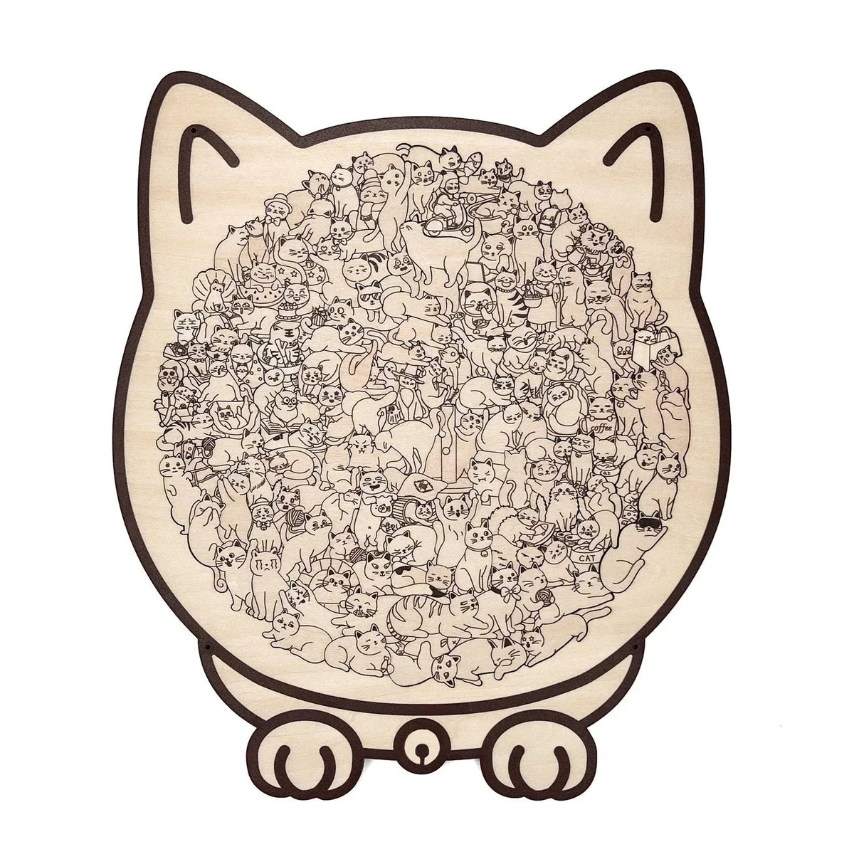 🎁Soldes de Noël 50 % DE RÉDUCTION🎅Puzzle en bois en forme de chat aux couleurs Morandi de 135 pièces