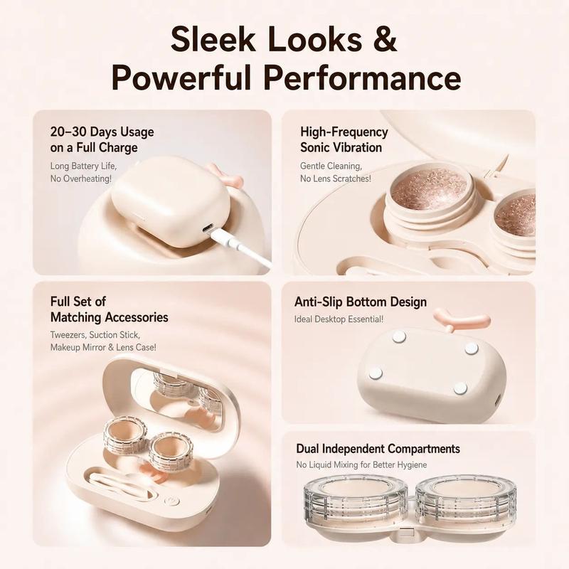 👁️⚡ Nettoyeur Ultrasonique Portable pour Lentilles de Contact – Nettoyage en Profondeur en Quelques Minutes, Rechargeable USB, Compact de Voyage – Rose 💜✨