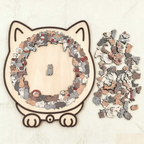 🎁Soldes de Noël 50 % DE RÉDUCTION🎅Puzzle en bois en forme de chat aux couleurs Morandi de 135 pièces