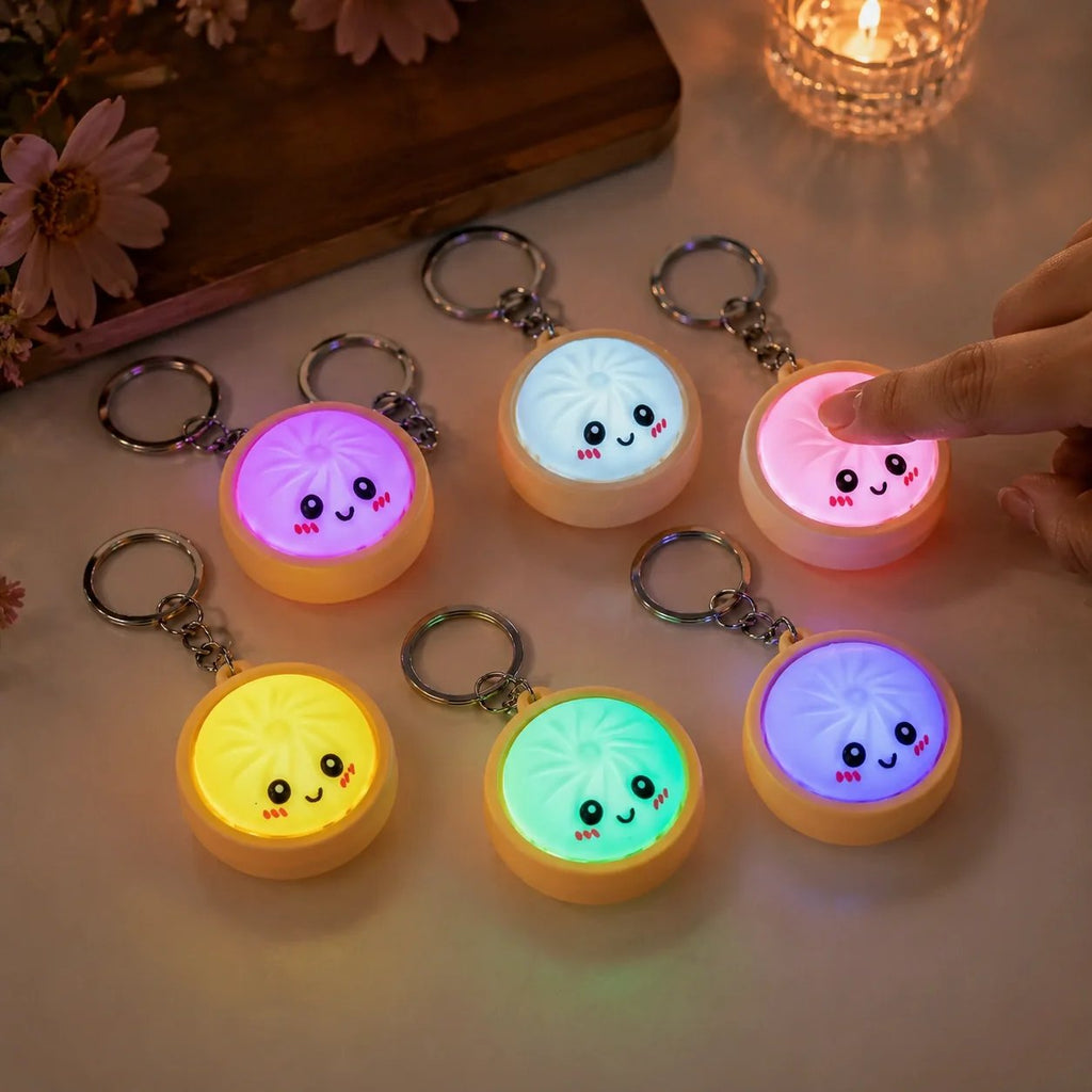 🥟 Porte-clés Anti-stress en Forme de Ravioli – Avec Lumière LED Tactile | Fidget Toy de Poche | 6 Couleurs | Idée Cadeau Originale ✨🎁