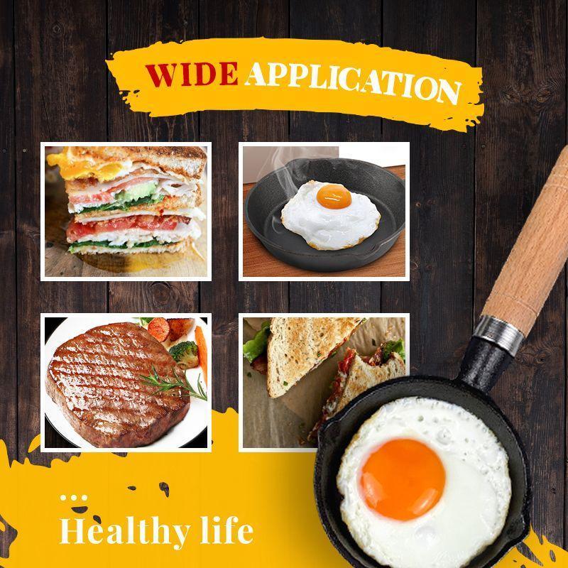 🍳 Mini Poêle en Fonte de 10 cm 🥚 | Cuisson Uniforme, Assaisonnement Naturel & Manche en Bois | Idéale pour Œufs, Pancakes, Sandwichs, Steaks & Portions Individuelles | Gaz, Induction & Table Vitrocéramique
